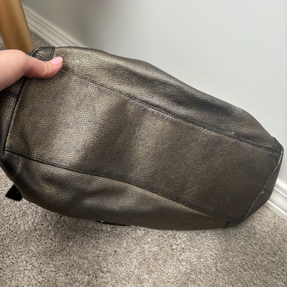 Coach Edie Metallic Gold Pebbled Shoulder Bag